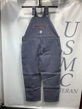 Mens Pointer NWT USA Made Striped Denim Jeans Carpenters Bib Overalls Size 48X34
