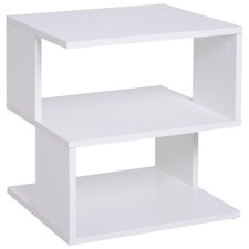 HOMCOM Modern Square 2 Tier Wood Coffee Side Table Storage Shelf Rack White