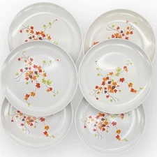 70’s Set 6 Marcrest Melmac Fall Leaves Dinner Plates 9.5" Chicago made In USA