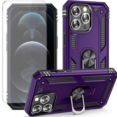 For iPhone 14/14 Pro/14 Pro Max Case Phone Cover Shockproof Stand+Tempered Glass