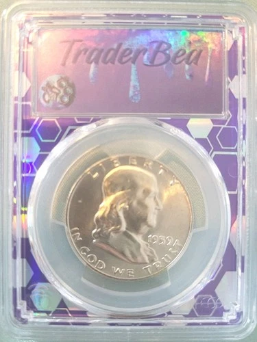 1959 Franklin Half Dollar  (50C) (90% SILVER) PCGS MS64 FBL Trader Bea Label