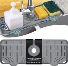 BFONS Silicone Faucet Handle Drip Catcher Drying Tray Mat Dish Soap Sponge Holde