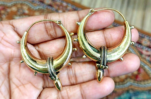 Authentic ETHNIC GOLD PLATED MANDALA MOROCCAN ETHNIC TRIBAL BARSS EARRINGS JEWELLERY