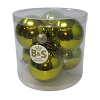 B&S Weihnachtskugeln Christbaumschmuck | Olive Glanz | 6 StüCk | Ø 8 Cm | Glas