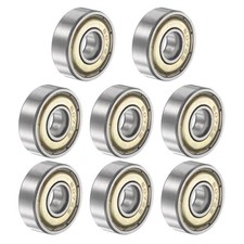 607ZZ 7x19x6mm Deep Groove Ball Bearing, 8Pcs Metal Sealed Industrial Bearing