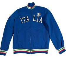 Italia Track Jacket Men’s XXL Blue Full Zip Fleece Lined Flag Trim Italy Soccer