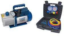 POMPA VUOTO CONDIZIONATORE BISTADIO 127 LT MANOMETRO 4 VIE R32 R410A + 3 FRUSTE