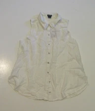 NWT Womens SPLENDID Button up Tank Top White Sleeveless Shirt Medium
