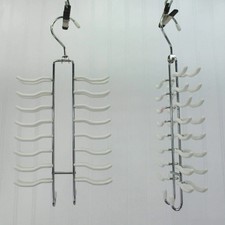 Tie Racks Pair Stainless Plastic Hanger Top Hooks on Bottom
