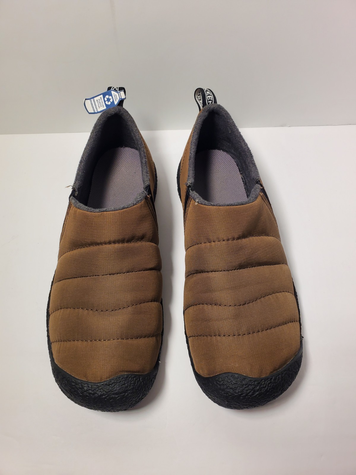 Slip uomo Keen nuovo con scatola Howser II terra scura nero nylon trapuntato taglia 8