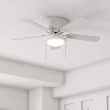 Hugger 44 In. LED Matte White Ceiling Fan