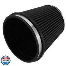 MUGE Racing 6-Inch Cone Cold Air Intake Filter, Washable, Clamp-On, Black
