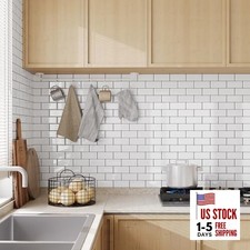 Peel and Stick Backsplash for Kitchen: Self Adhesive 10 White with Black Trim