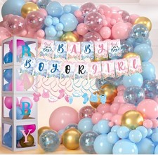 189pcs Gender Reveal Party Decorations Pink  Blue Balloons Garland Arch Kit A3