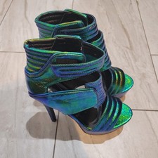 STRIPPER SHOES Privileged Women's Size 10 Holographic Platform Stiletto Heels