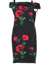 Quiz Bodycon Midi Dress UK10 in Black