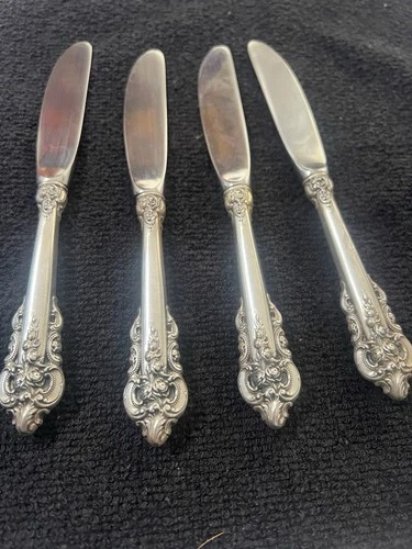 Grand Baroque by Wallace Sterling Silver Butter Spreader HH Modern Set Of 4 Pcs