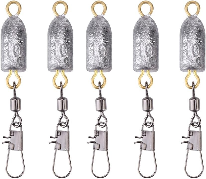 Yosoo Health Gear Fishing Weights and Sinkers with Interlock Snap 10g, gray 