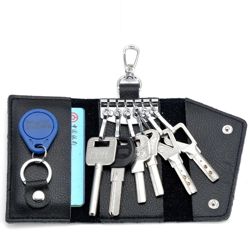 Genuine Leather Keychain Men Women Key Holder Organizer Pouch Cow Split Car Key image 4