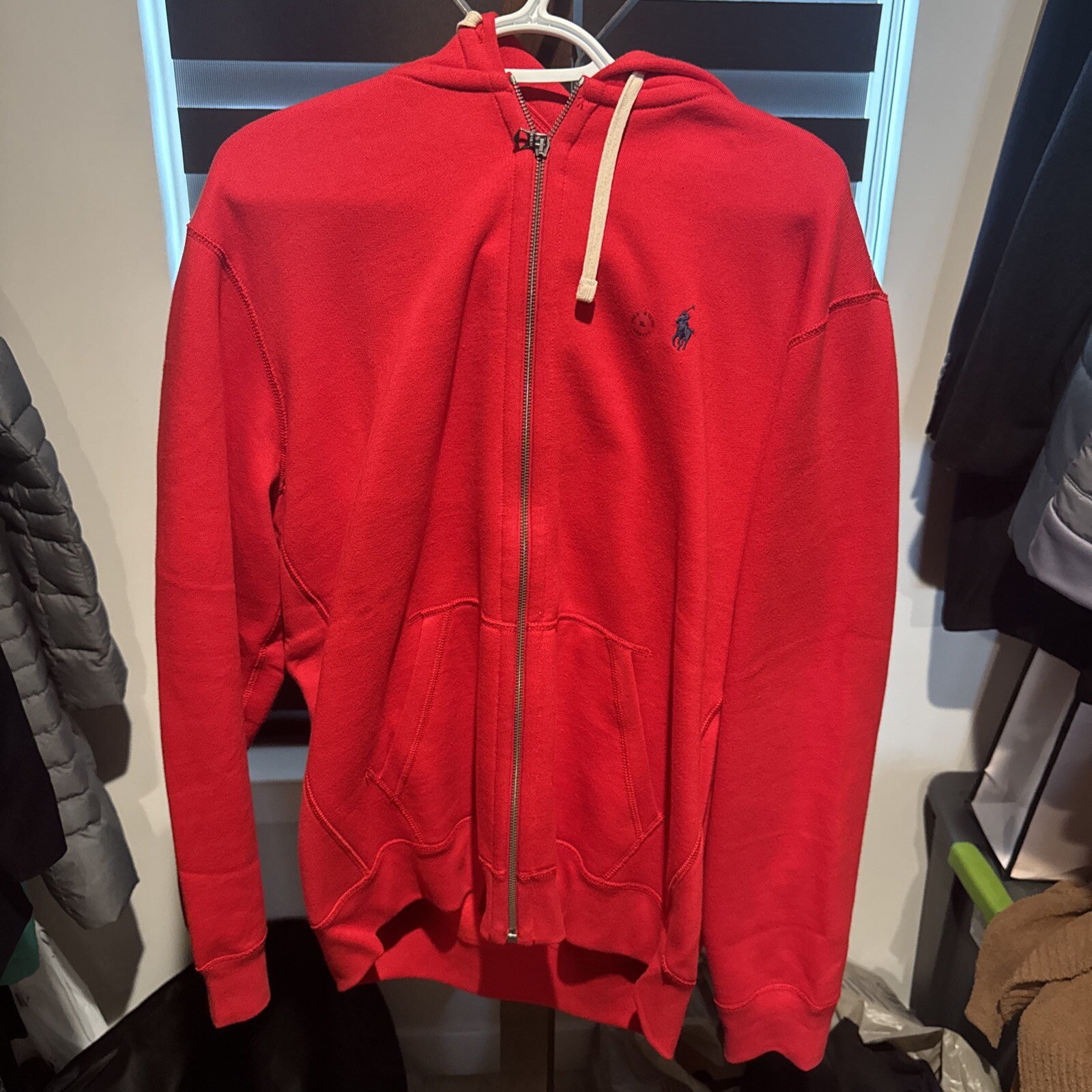 Polo Ralph Lauren Triple Pony Felpa con Cappuccio in Pile da Uomo Rosso XL