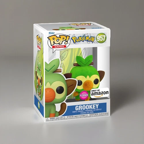 🔥Funko POP! Games - Pokemon Grookey Flocked Limited Exclusive Figure #957 NWT🔥