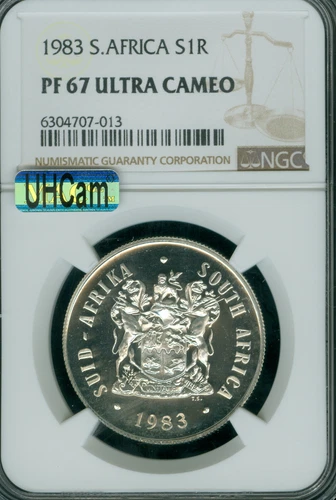 1983 SOUTH AFRICA SILVER 1 RAND NGC PF67 MAC UHCAM & SPOTLESS *