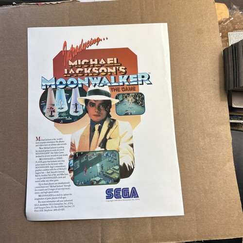 original 1990 11- 8” Moonwalker Michael Jackson Sega arcade video game AD FLYER - Picture 1 of 3