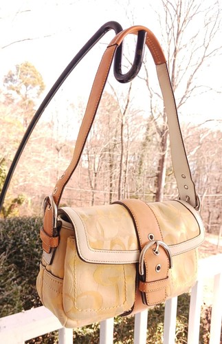 Coach Vintage 1852 SMALL Soho Yellow Optic Signature C Canvas w/Leather Bag - Picture 2 of 18