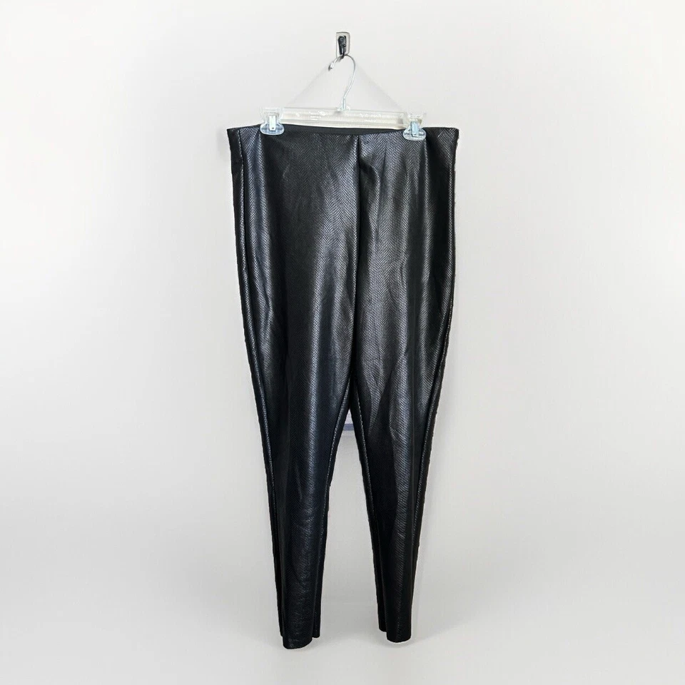 Леггинсы Tahari из искусственной кожи черные змеиная кожа высокая талия женские размер большой - Изображение 3 из 4