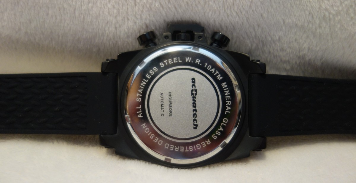 ACQUATECH incursore AUTOMATIC MENS black RUBBER BAND DAY -DATE