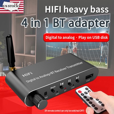Digital Optical to Analog DAC Audio Converter Bluetooth 5.1 Receiver Transmitter