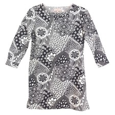 Ann Taylor LOFT Petites Woman's Shift Dress Long Sleeve Black White Floral Sz MP