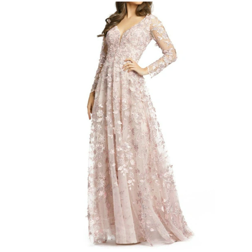 Buy Mac Duggal Floral Applique Net Long 