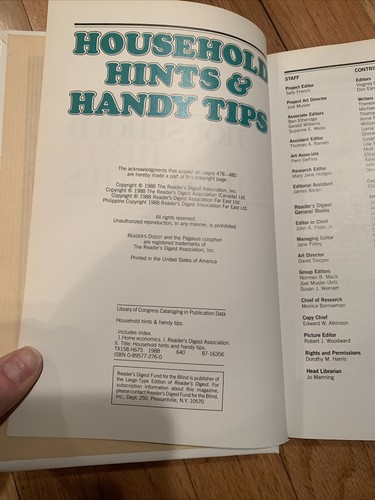 Readers Digest Household Hints And Handy Tips Hardcover Book 1988 Vintage - Picture 2 of 11