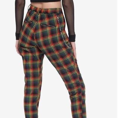 Hot Topic Womens Pants Rainbow Plaid NO Chain Not Included