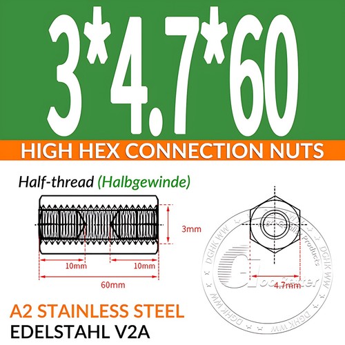 HIGH HEX CONNECTION NUTS HEXAGON CONNECTOR ROD BAR STUD LONG NUT M2 M3 M4 - M24 - Picture 56 of 197