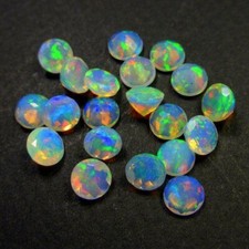 Natural Ethiopian Opal Round Faceted Cut Calibrated Loose Gemstone 3mm-6mm