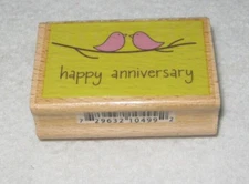 Studio g-  Rubber Stamp - Happy Anniversary - Birds on a Twig - Medium Size -