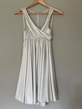 Alice + Olivia Sz XS Grey Shimmer Empire Cocktail Dress Surplice/Overlay Necklin