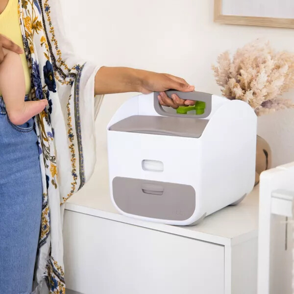 Convenient Diaper Caddy Have Integrated Handle And Non-slip Rubber Fee-Taupe