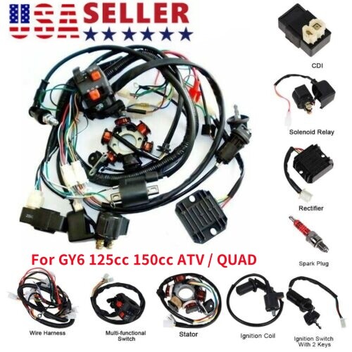 Atv Wiring Harness Kit, With Cdi Stator Regulator Ignition Switch - Foto 6