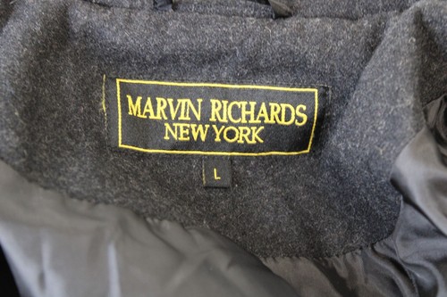 Marvin Richards New York Coat Womens Size L Black Double Breasted Pea Lined - Picture 5 of 10