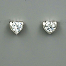 Women Men White Gold Plated Cubic Zirconia CZ Heart Stud earrings Hip Hop 04132