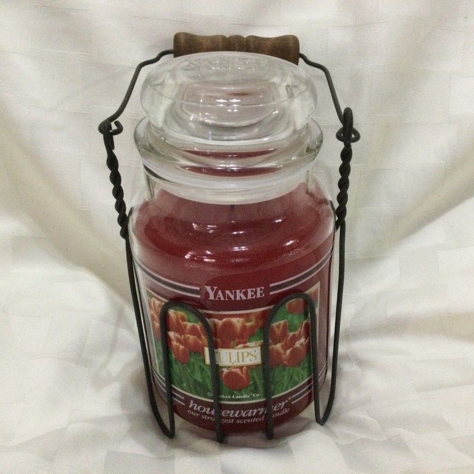 Yankee Candle TULIPS 22 oz Black Band Housewarmer with Stand 95 left