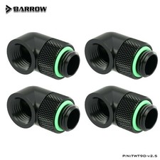 Barrow G1/4" Male to Female Extender Fitting, 90 Degree Rotary , Black 4 Pack