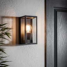 Outdoor Box Wall Lantern – Matt Black Stainless Steel IP44 Endon Oxford E27