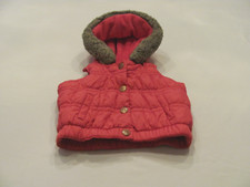 PRE-OWNED OLD NAVY 0- 3 MO. GIRL'S PINK SNAP-UP PUFFY VEST W/ HOODIE