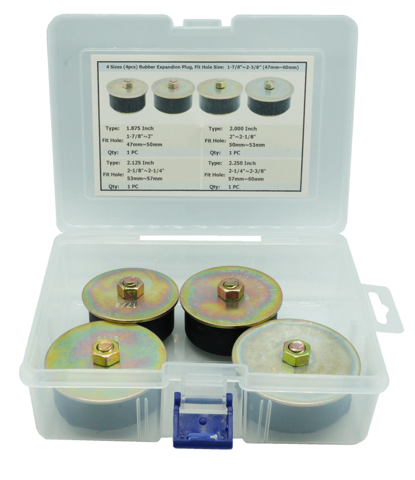 4 Sizes (4pcs) Rubber Expansion Plug, Freeze Plug Fit Hole Size 17/8