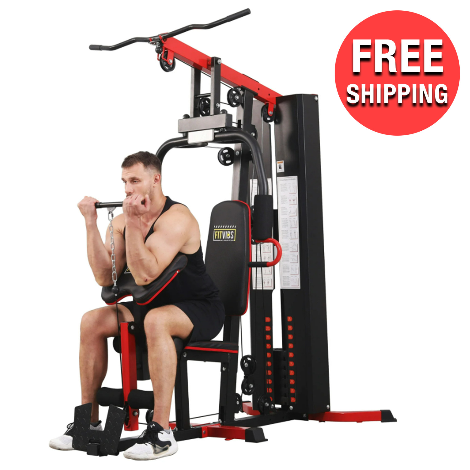 Multifunctional Home Gym System Full Body Workout Station 122.5lb Weight Workout