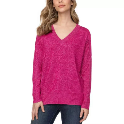 Buffalo Womens Super-Soft Cozy V-Neck Long Sleeve Top | Raspberry Mix | Medium